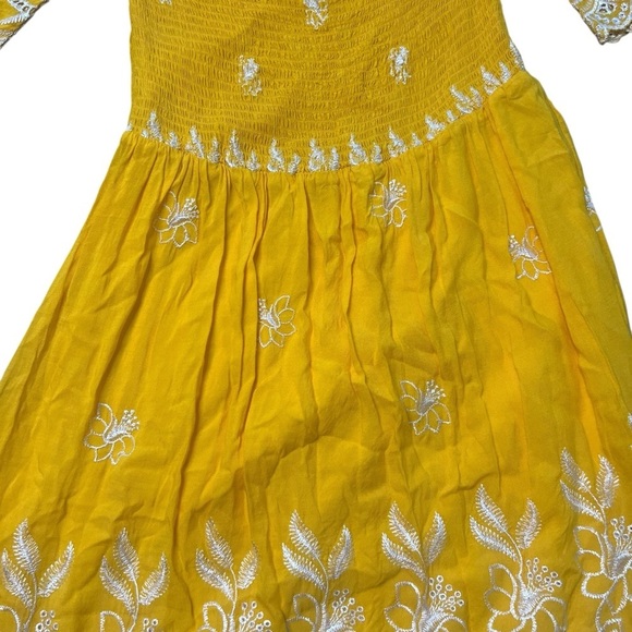 Flying Tomato Yellow Boho Floral Eyelet
Embroidered Smock Mini Sun Dress - Picture 2 of 12